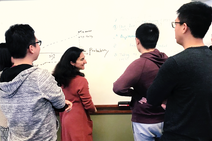 Cécile Péraire with students