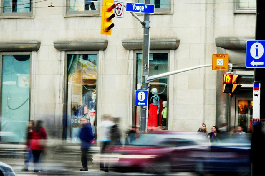 Busy street intersection