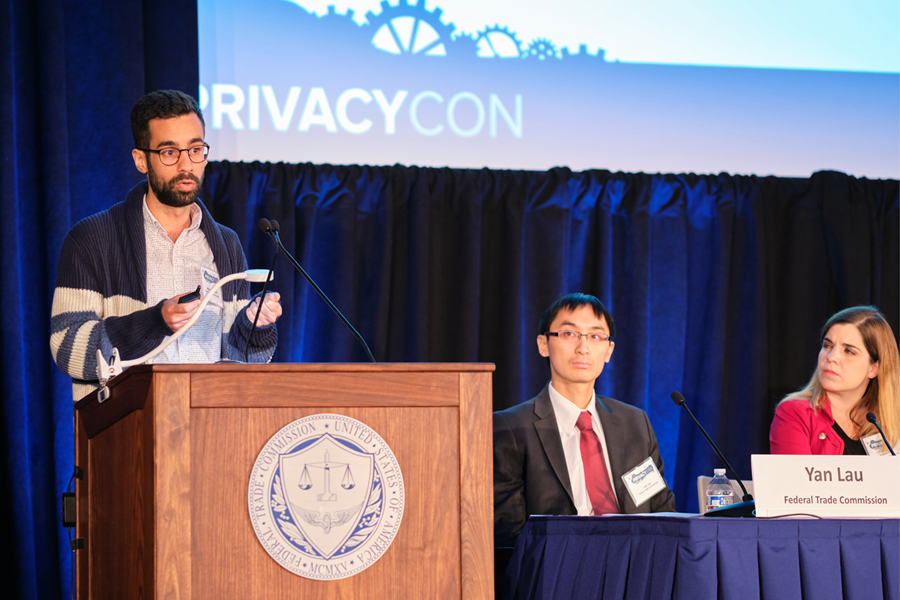 CyLab researcher and Ph.D. student Mahmood Sharif presenting at PrivacyCon 2019 in Washington, D.C