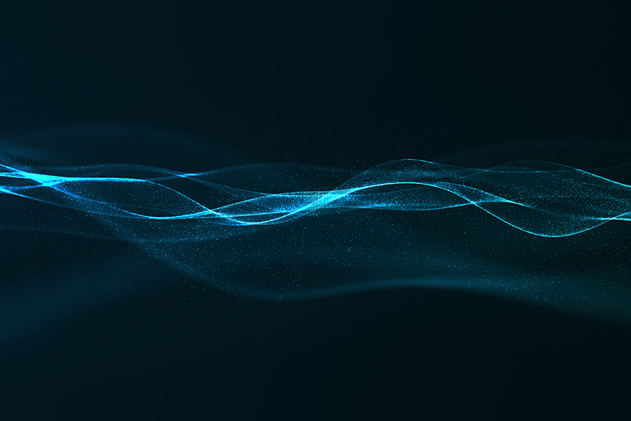 Blue light wave on a black background