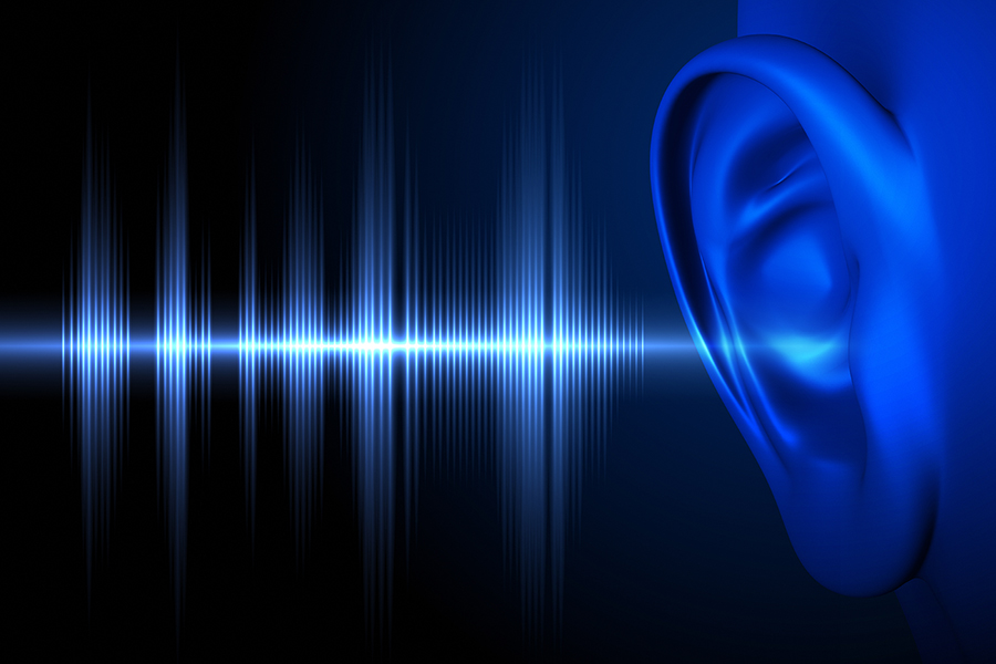 Sound waves going into an ear