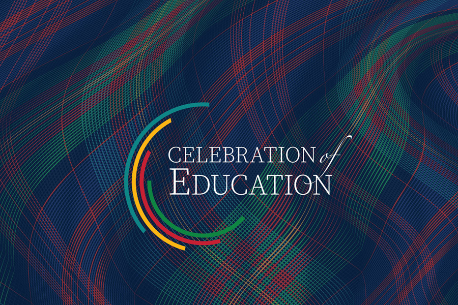 Celebration of Education logo on Tartan wave