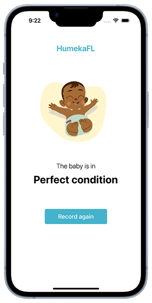 Screenshot of the app detecting a healthy baby