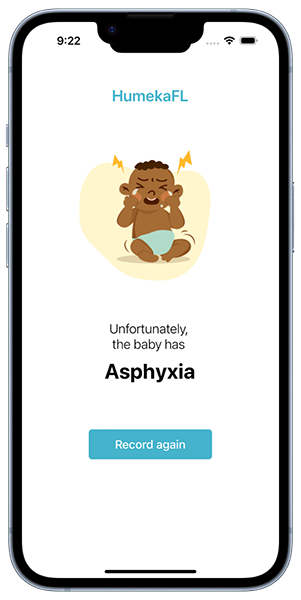 Screenshot of app detecting a baby with BA