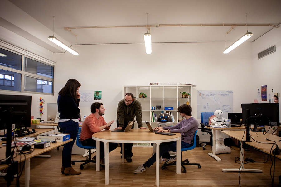 Students working in a classroom