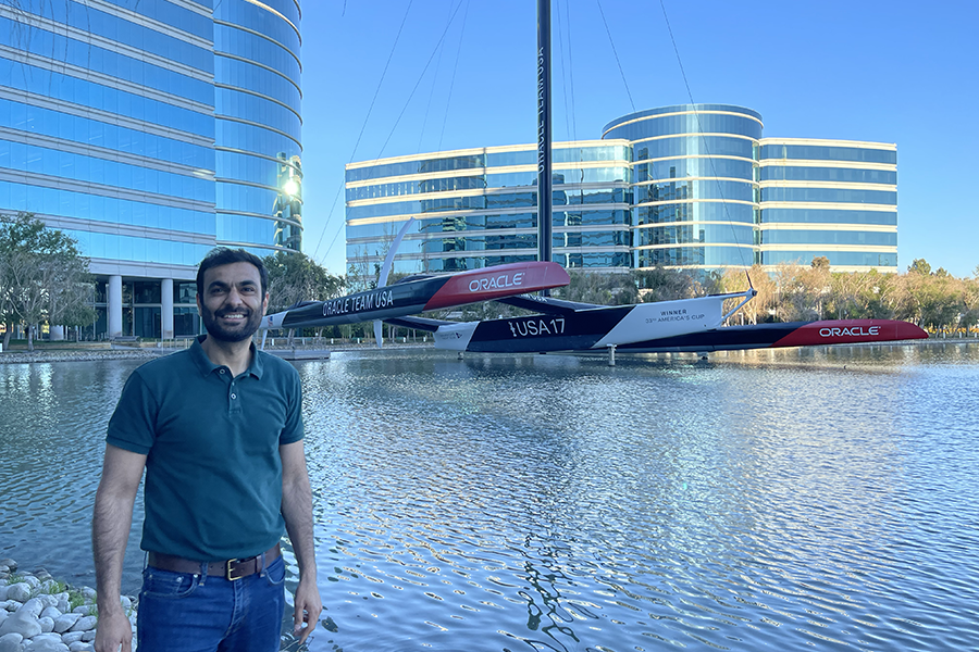 Kishy by the Oracle racing boat