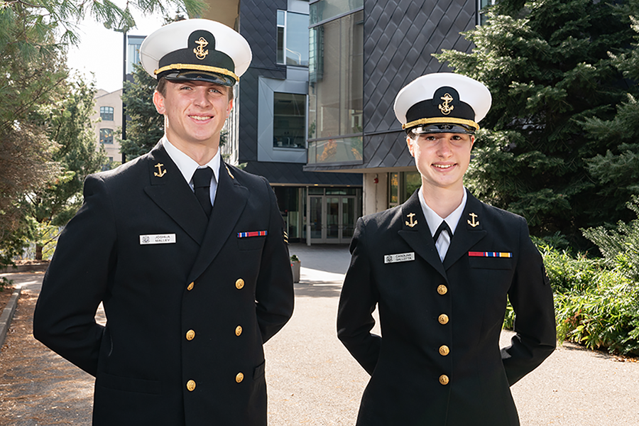 Two students in naval uniforms