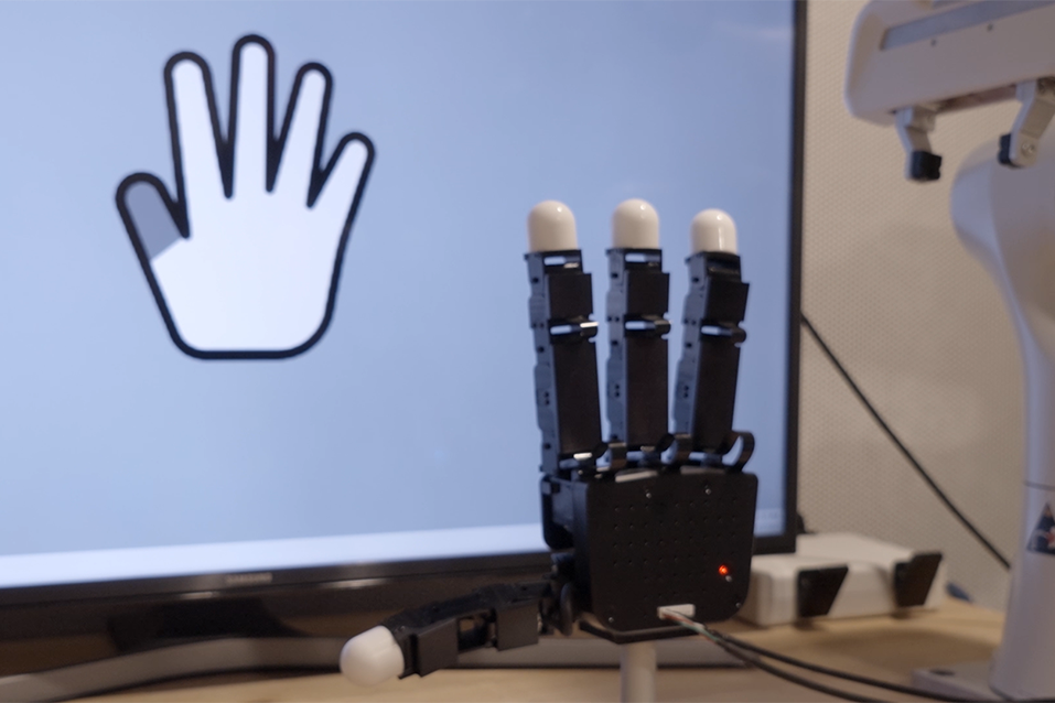 Robotic hand on a screen