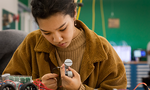 Student working on a project